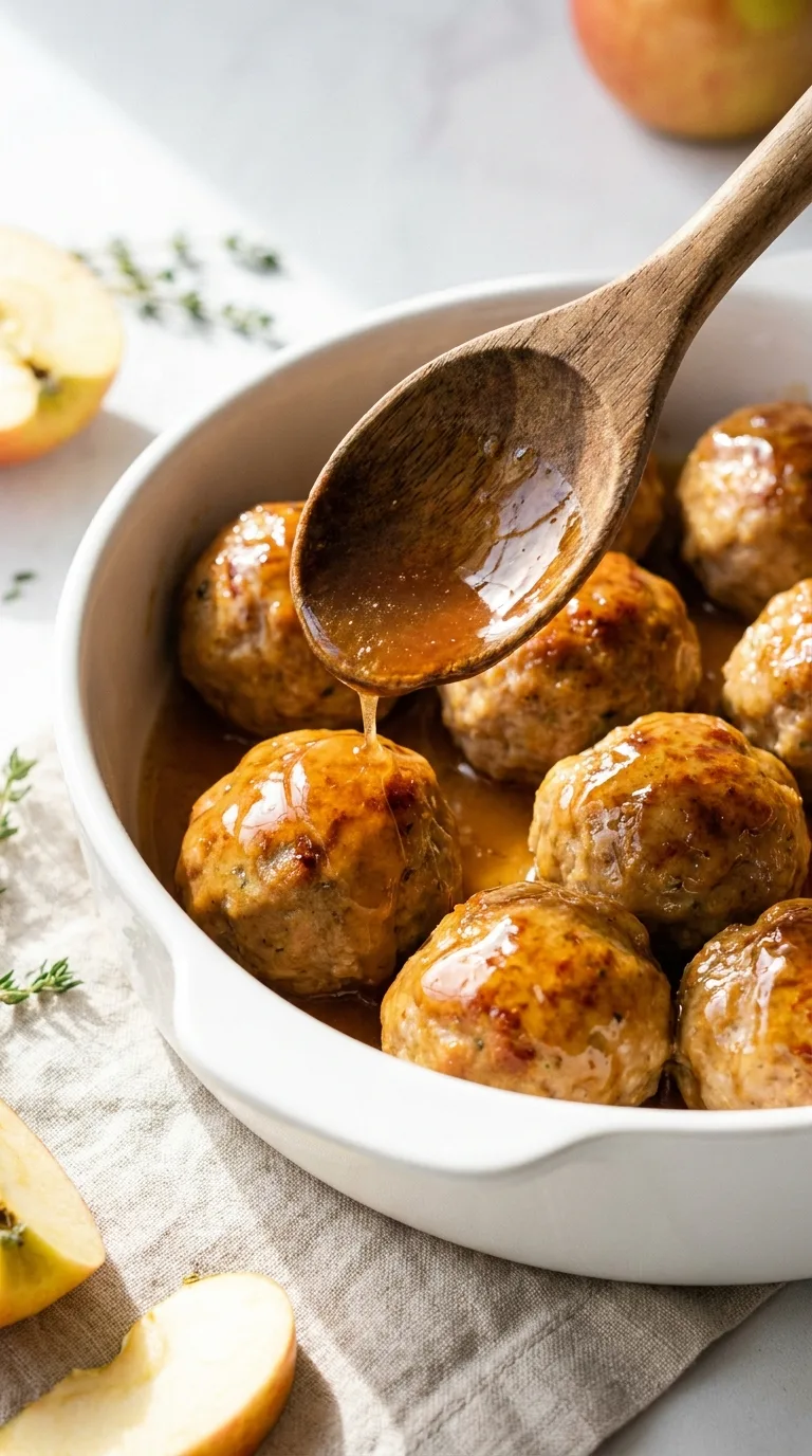 Chicken and Apple Meatballs: Baked Savoury Starters – step 6: Glaze and caramelise