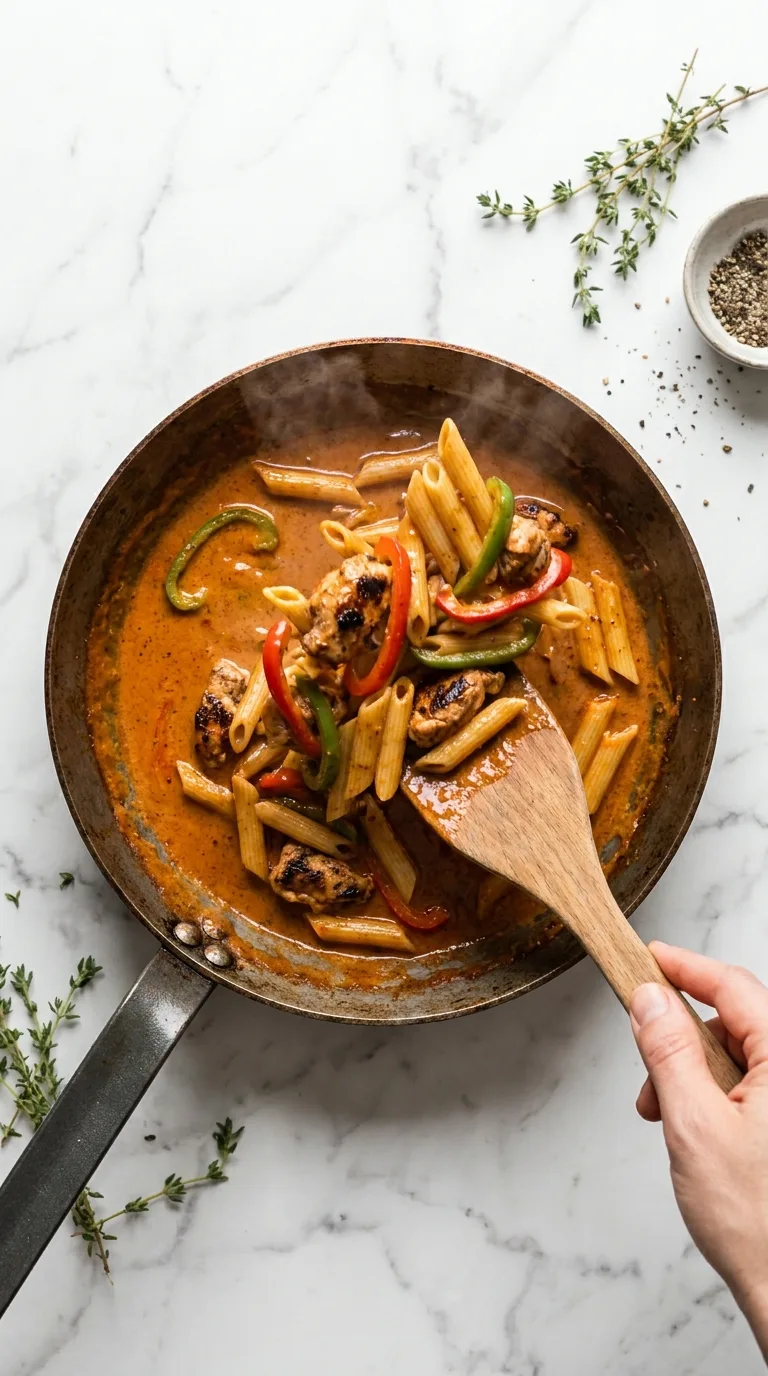 Jamaican Style Chicken Pasta: Creamy Jerk Penne – step 6: Combine the ingredients