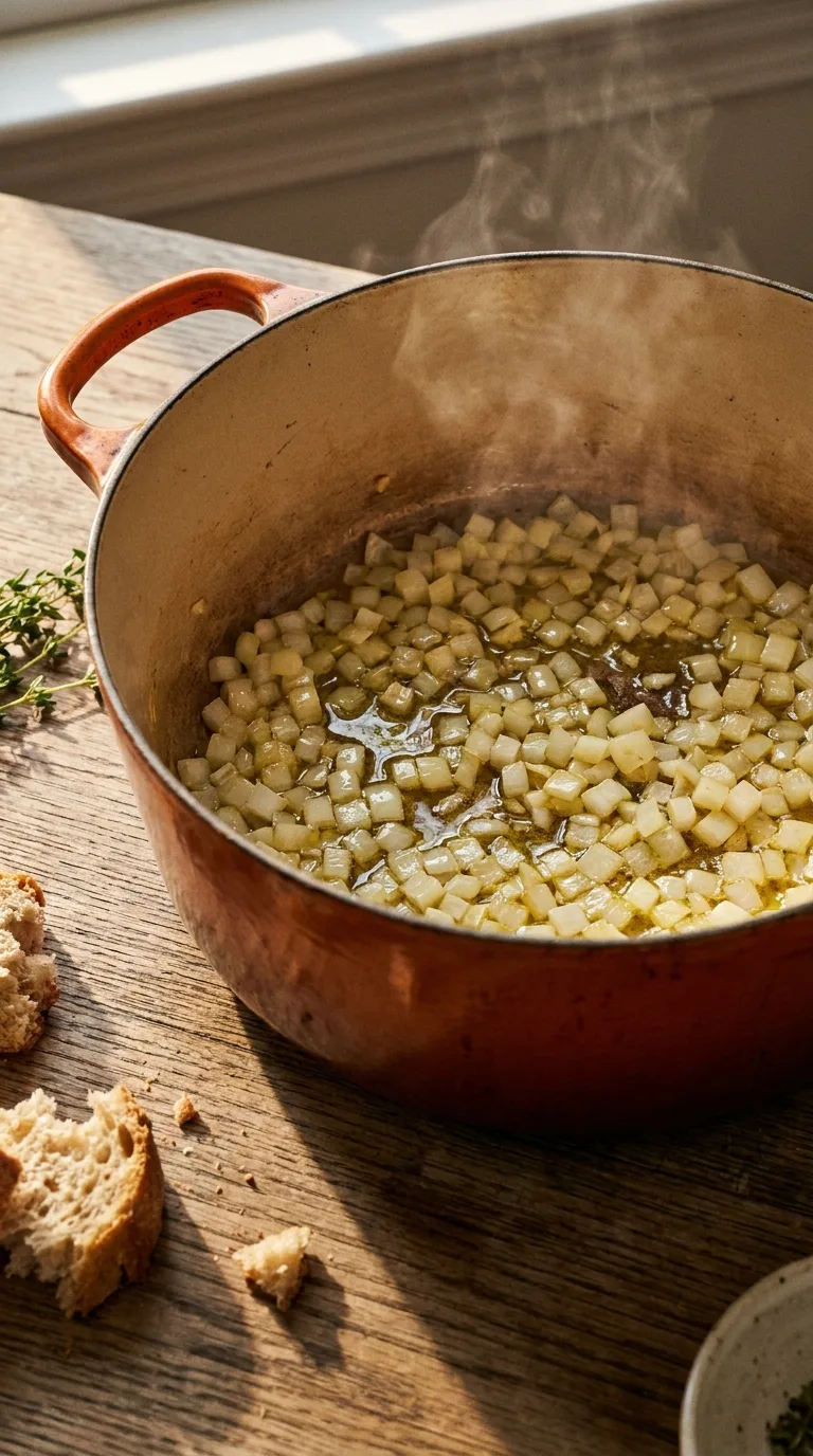 Hearty Chicken Apple Potato Soup: American Autumn Stew – step 1: Sauté the aromatics