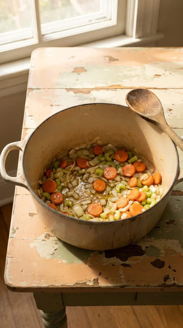 Mulligatawny: Chicken Apple Curry Soup – step 1: Sauté the vegetables