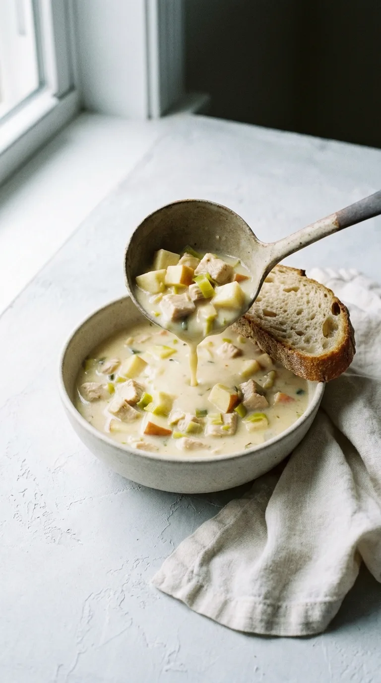 Hearty Chicken Apple Leek Soup: A Savoury Autumn Stew – step 6: Finish with cream
