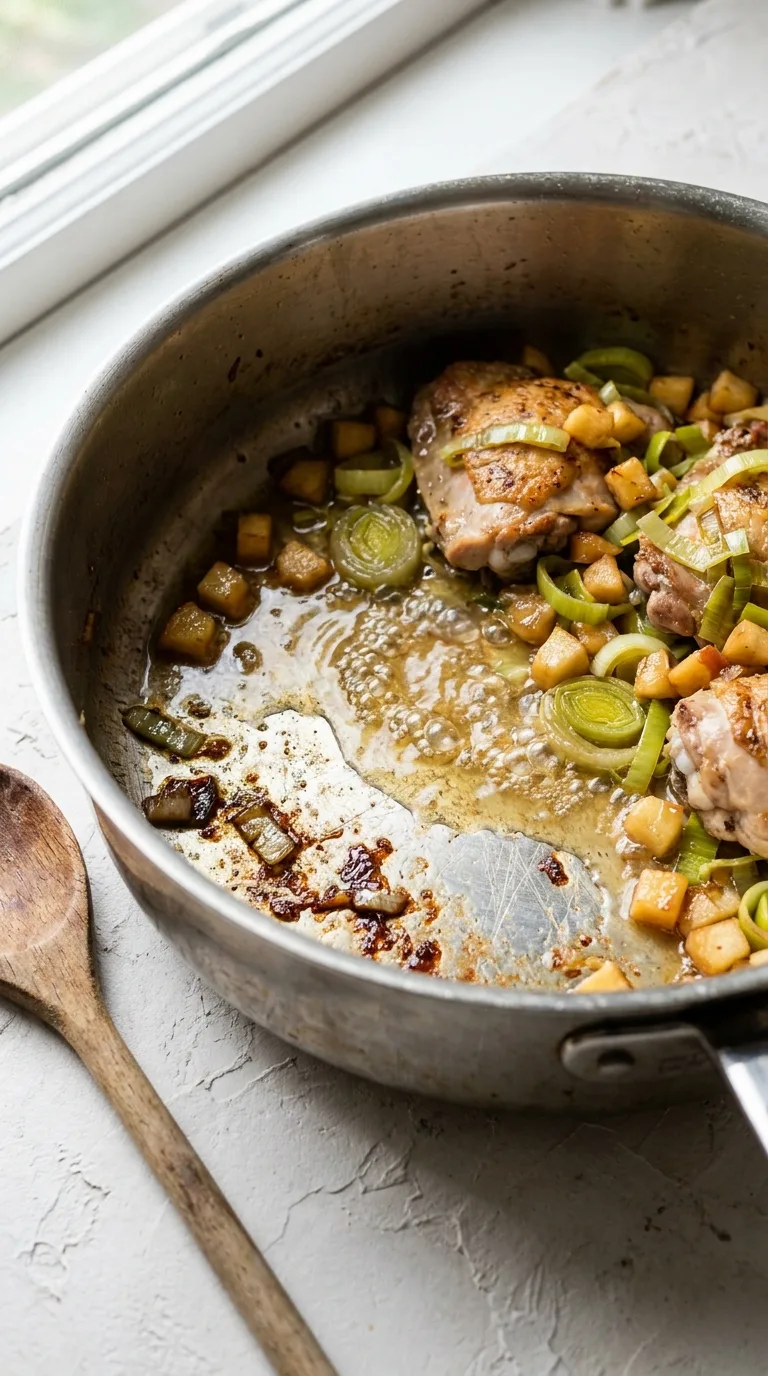 Hearty Chicken Apple Leek Soup: A Savoury Autumn Stew – step 4: Deglaze the pan