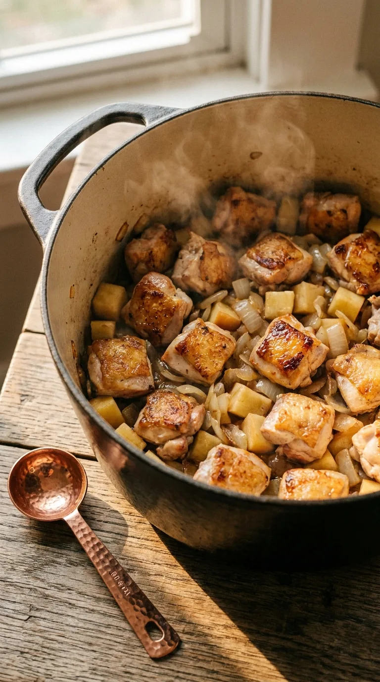 Hearty Chicken Apple Potato Soup: American Autumn Stew – step 3: Brown the chicken