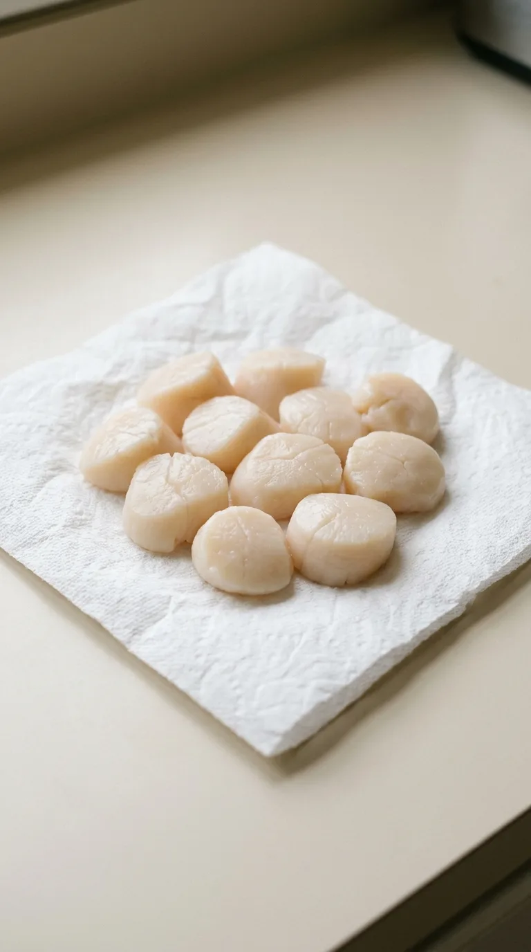 Savoury Broiled Scallops: Garlic-Lemon Butter Seafood – step 2: Dry the scallops