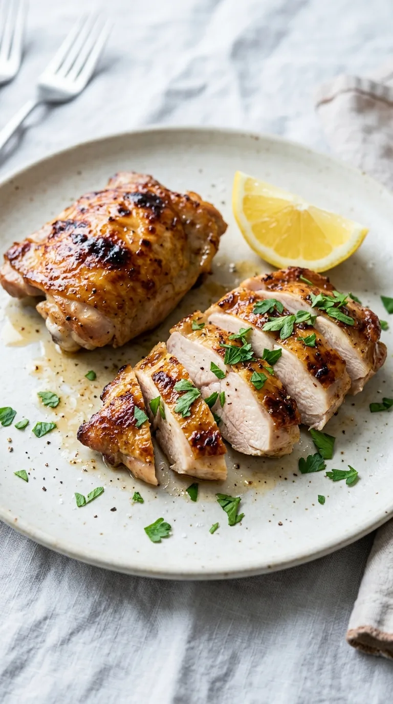Broiled Chicken Thighs: Garlic-Lemon Poultry – step 8: Garnish and serve