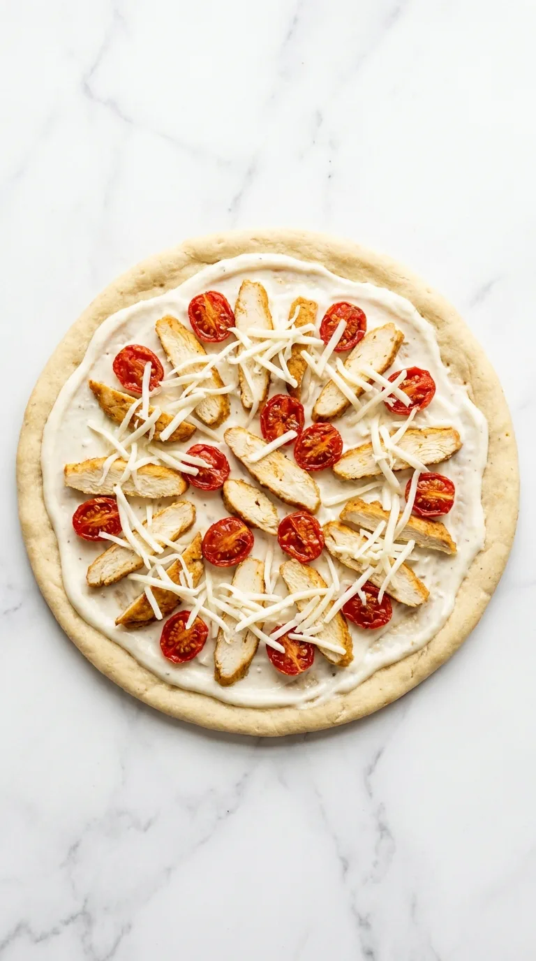 Chicken Alfredo Pizza: Creamy Italian-Inspired Flatbread – step 4: Assemble the pizza