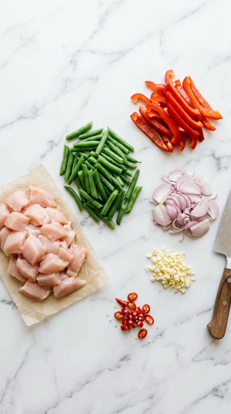 Thai Chicken and Green Beans: Savoury Stir-Fry – step 1: Prepare the ingredients