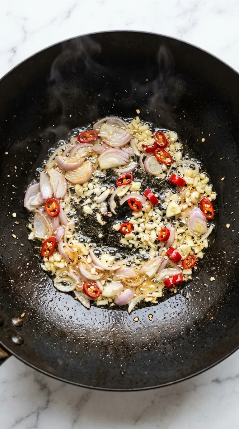 Thai Chicken and Green Beans: Savoury Stir-Fry – step 4: Sauté the aromatics