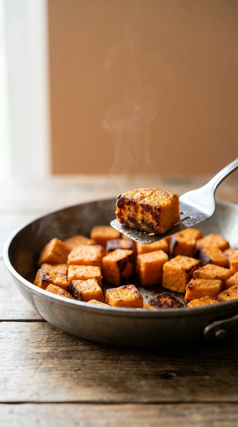 Chicken and Sweet Potato Hash: Savoury Breakfast Skillet – step 1: Sear the potatoes
