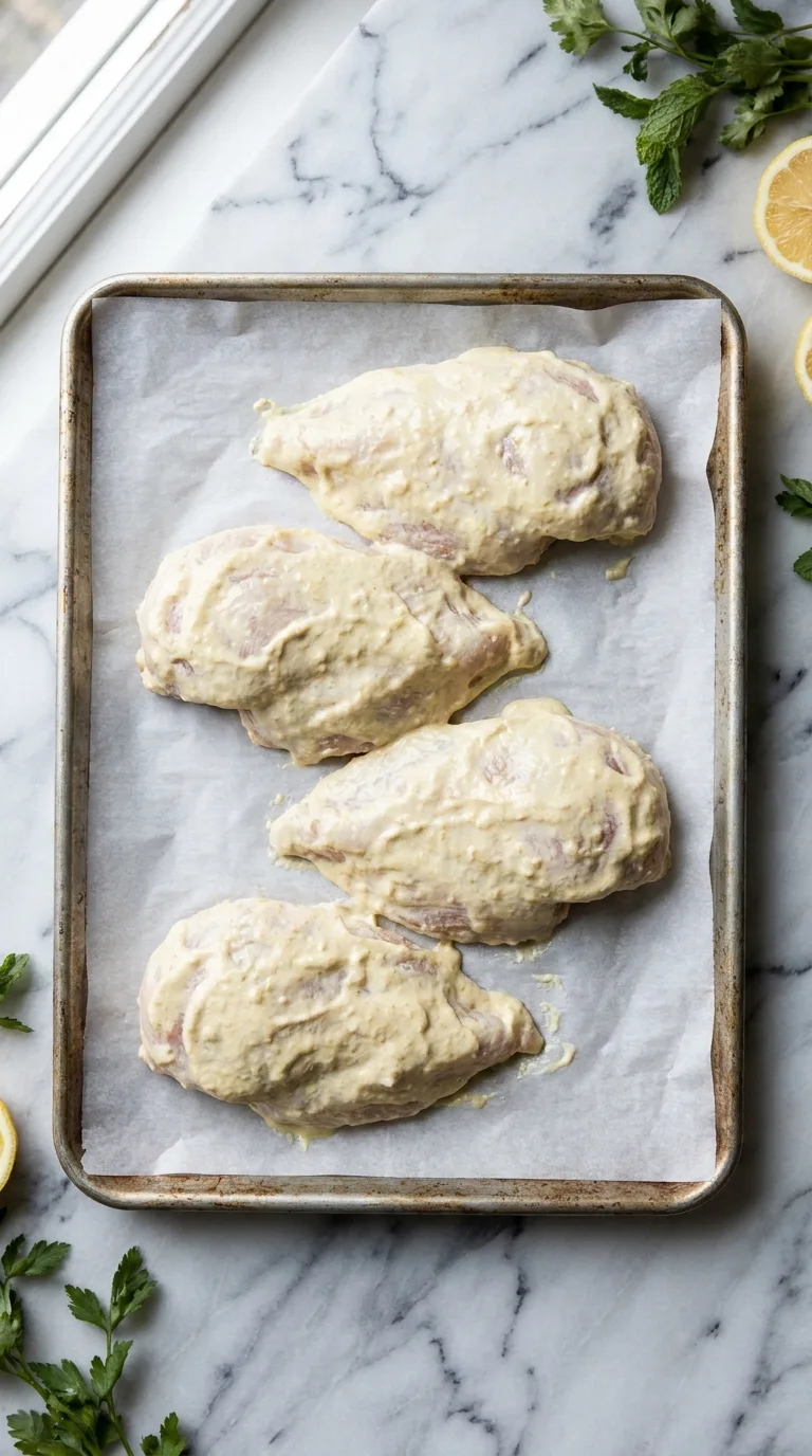 Yogurt Chicken Breast: Middle Eastern Baked Chicken – step 4: Prepare for baking