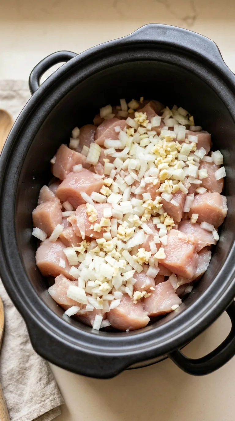 Chicken Casserole: Creamy Slow-Cooked Rice Dish – step 1: Layer the base