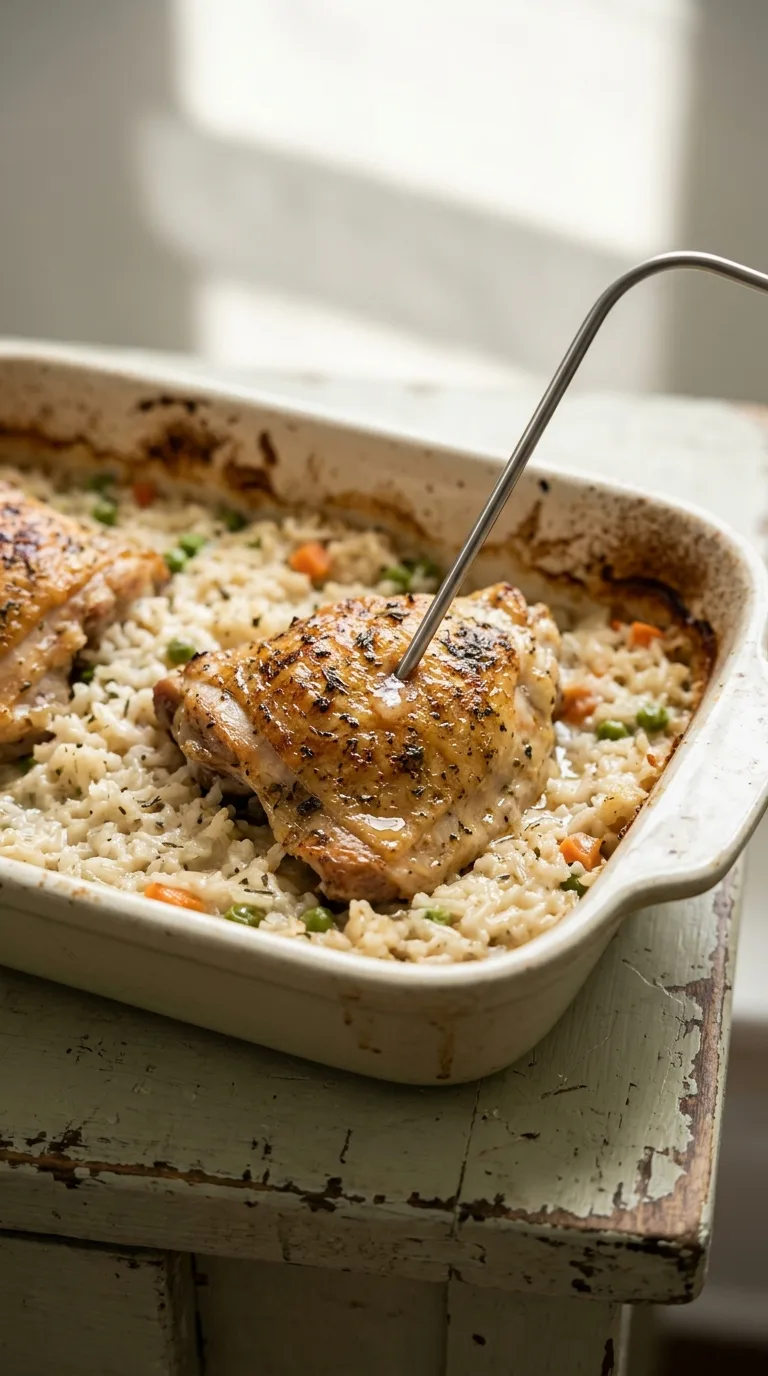 Gluten Free Chicken Casserole: Coconut Milk Chicken and Rice – step 6: Check internal temperature