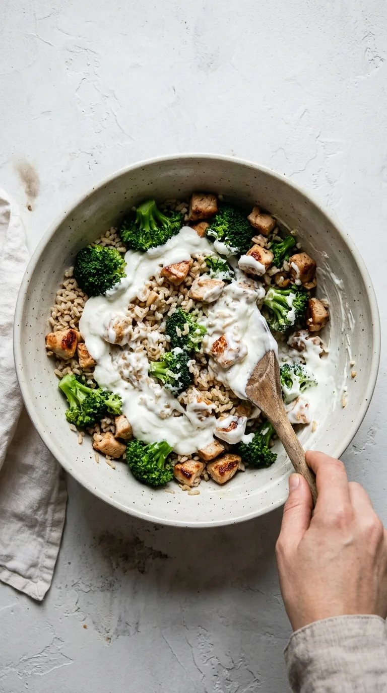 Healthy Chicken Casserole: Brown Rice and Broccoli Bake – step 5: Combine the ingredients