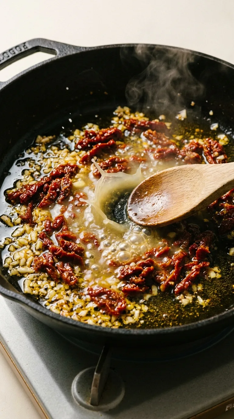 Chicken Pasta with Sundried Tomatoes and Spinach: Creamy Pasta – step 3: Sauté the aromatics