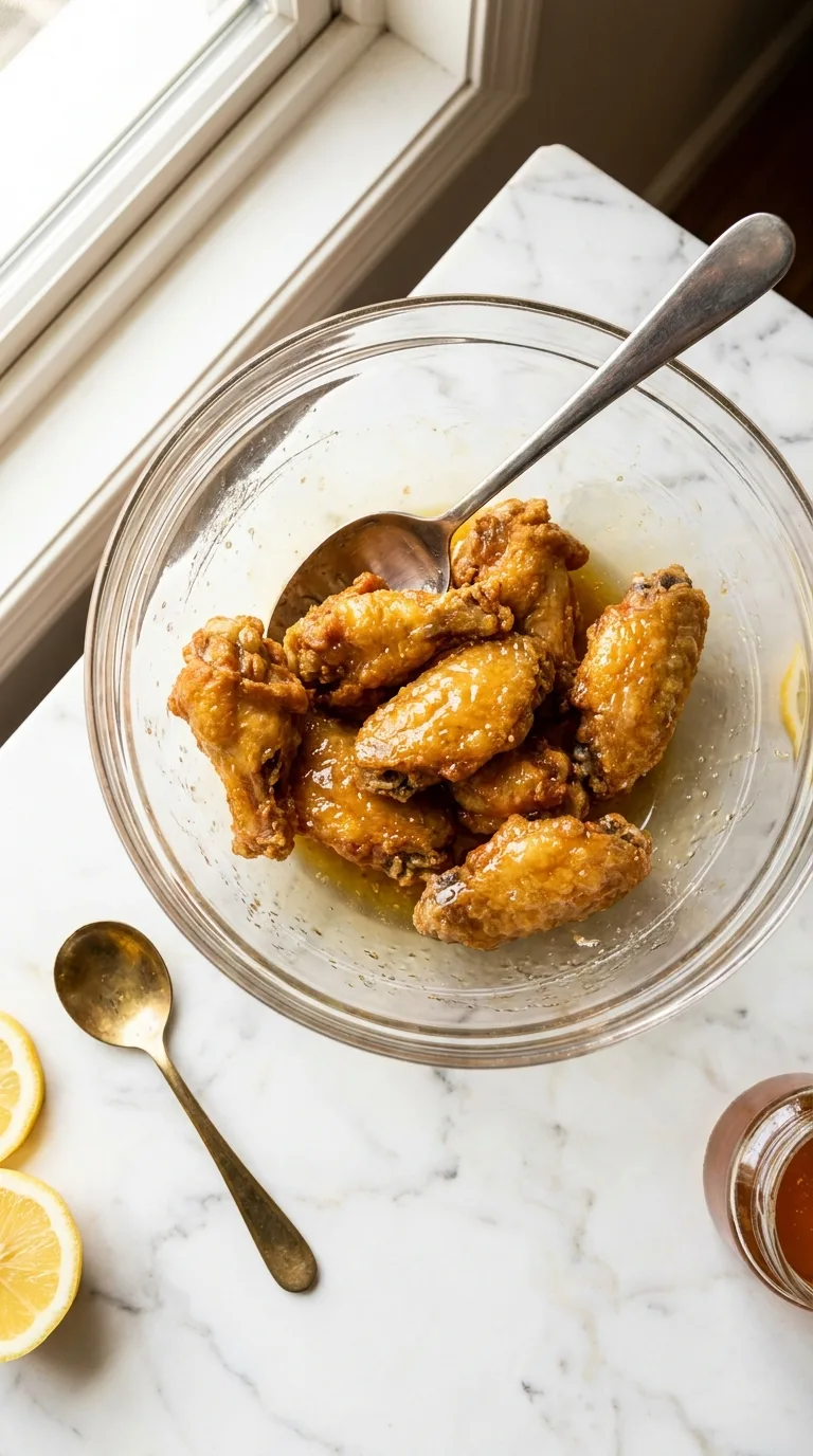 Lemon Garlic Chicken Wings: Savoury American Appetiser – step 6: Crisp and glaze