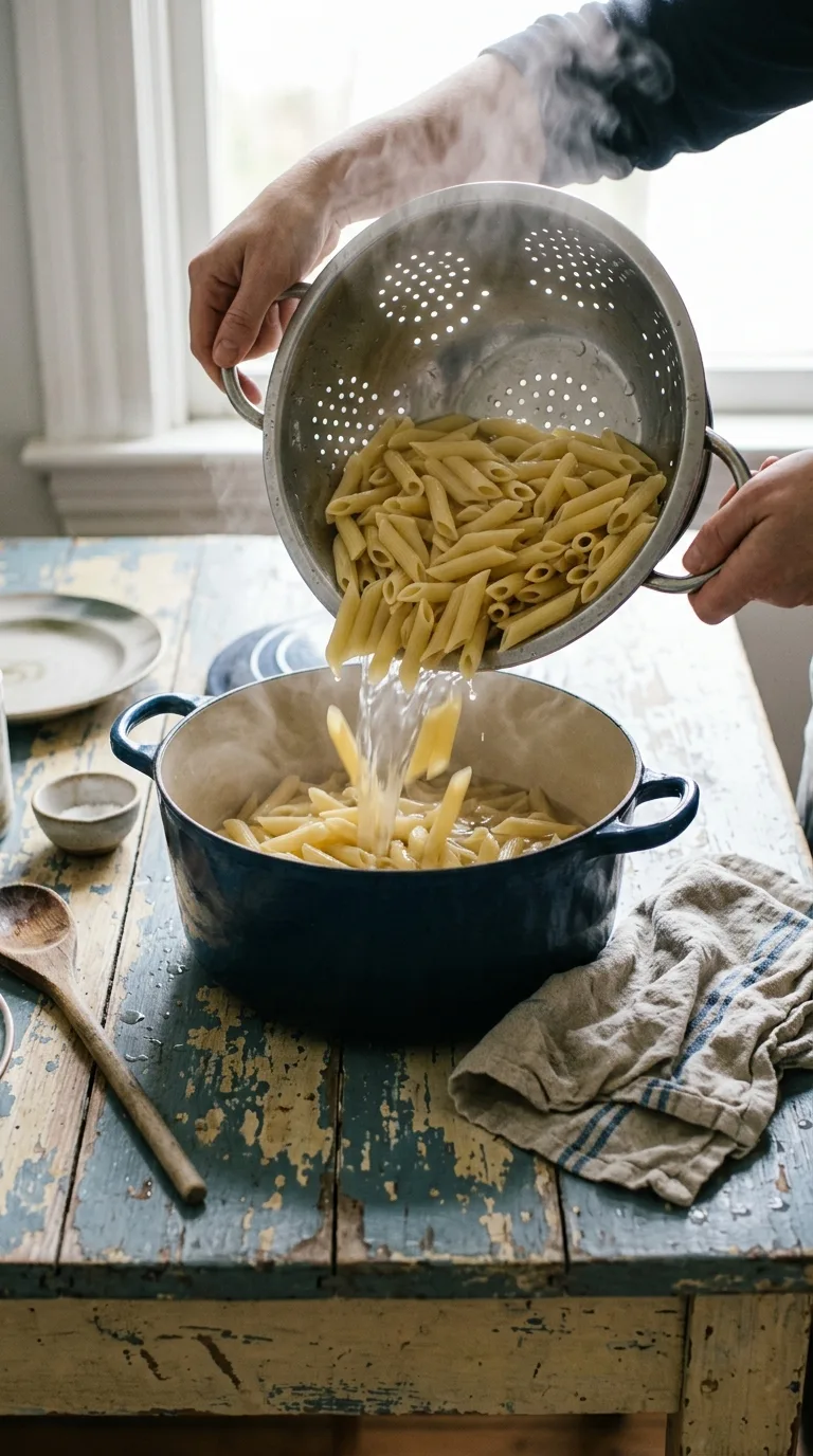 Creamy Mushroom and Asparagus Chicken Penne: Italian Pasta – step 1: Cook the penne
