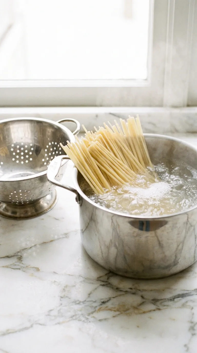 Creamy Mushroom Pasta: Italian Long-Shape Pasta – step 1: Cook the pasta