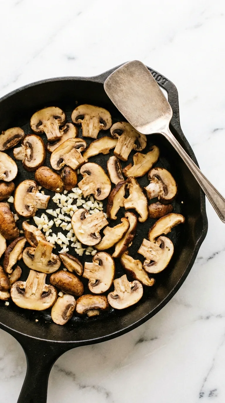 Creamy Mushroom Pasta: Italian Long-Shape Pasta – step 3: Sauté the garlic