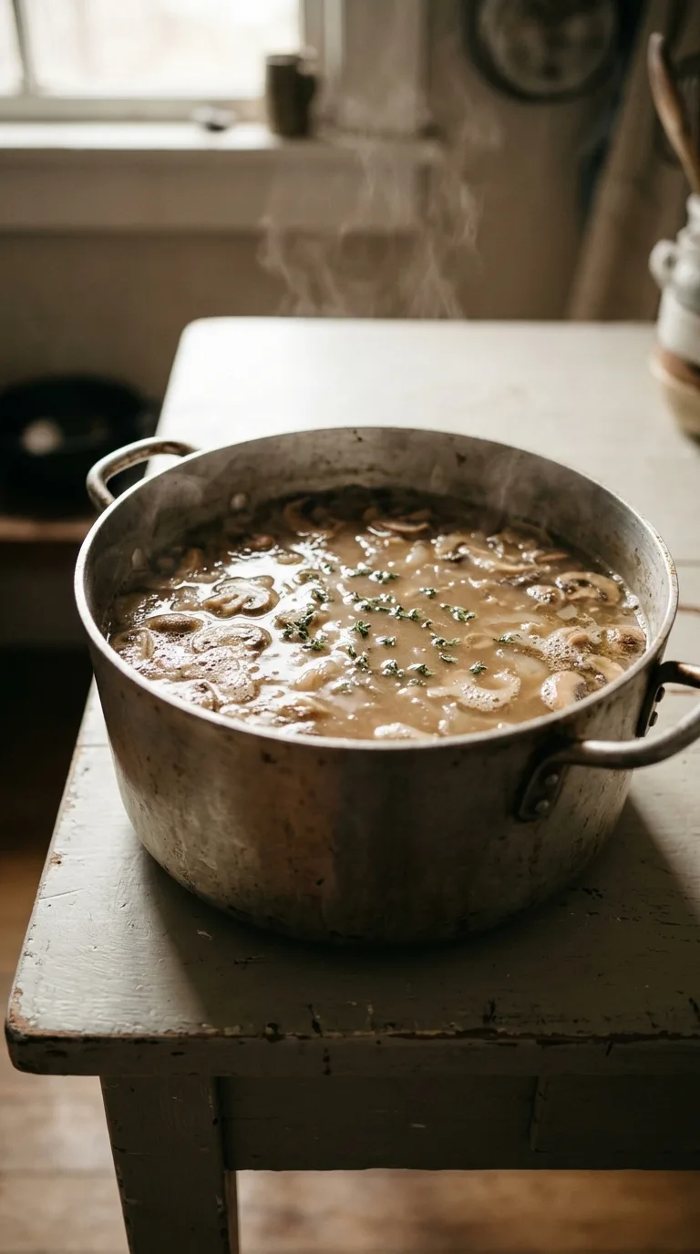 Creamy Mushroom Soup: French Vegetable Starter – step 3: Simmer the base