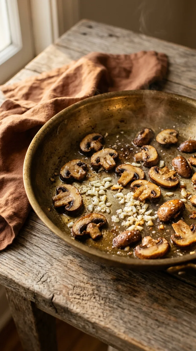 Creamy Mushroom Ditalini: Italian Pasta in Mushroom Sauce – step 3: Add the garlic