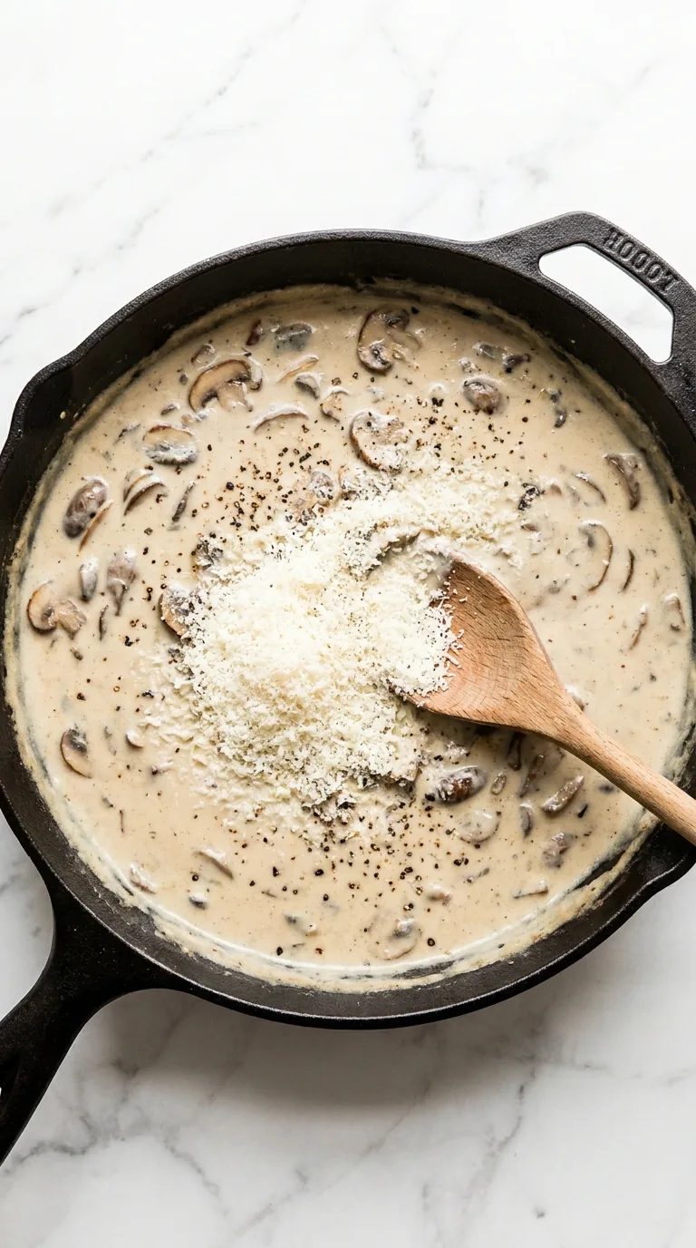 Creamy Mushroom Pasta: Italian Long-Shape Pasta – step 6: Finish the sauce