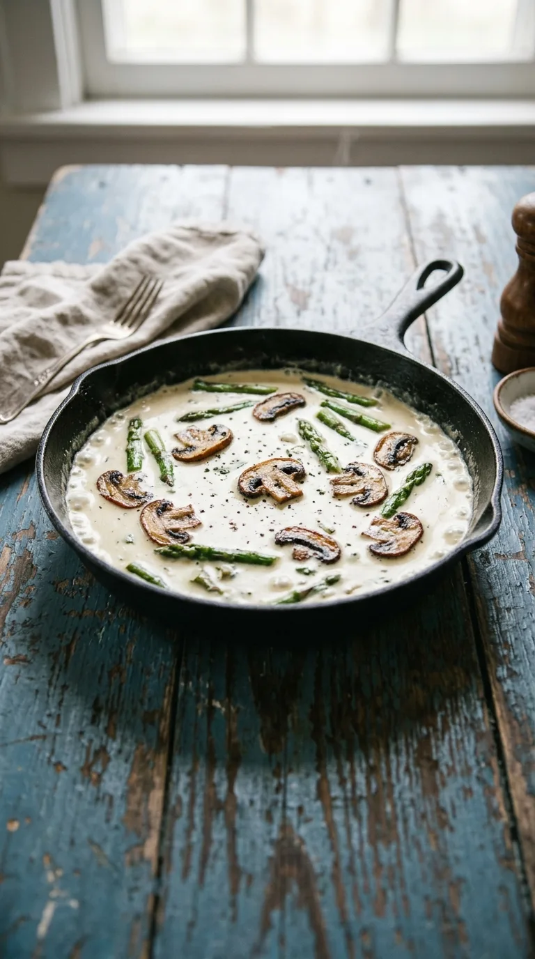Creamy Mushroom and Asparagus Chicken Penne: Italian Pasta – step 5: Deglaze and simmer