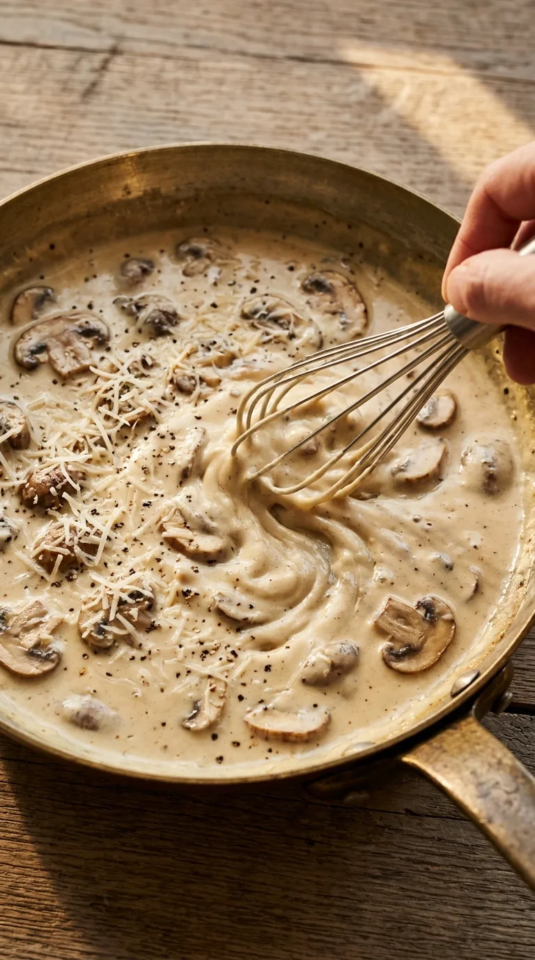 Creamy Mushroom Ditalini: Italian Pasta in Mushroom Sauce – step 6: Finish the sauce