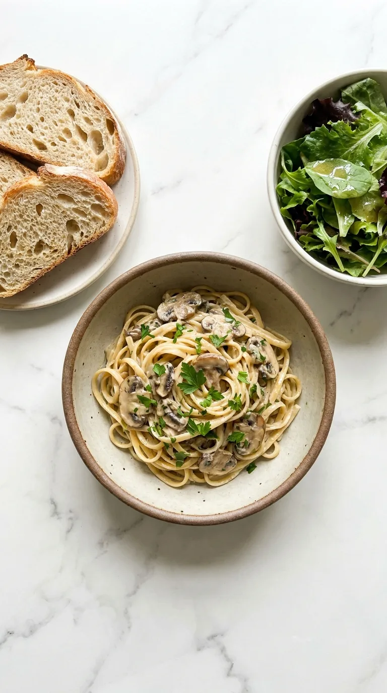 Creamy Mushroom Pasta: Italian Long-Shape Pasta – step 8: Garnish and serve