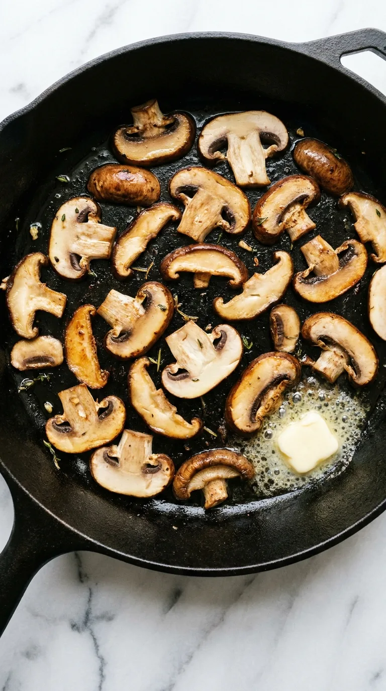 Creamy Mushroom Pasta: Italian Long-Shape Pasta – step 2: Brown the mushrooms