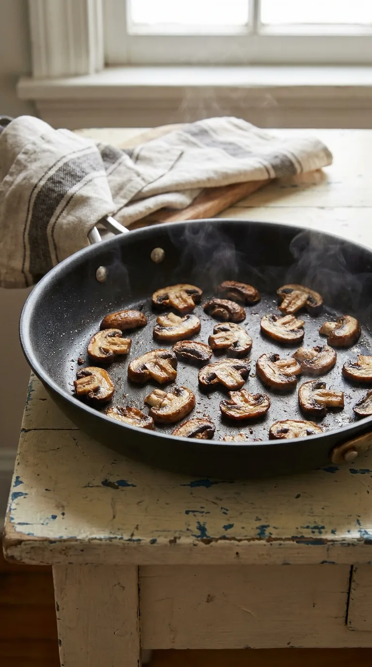 Creamy Mushroom Chicken: American Skillet Dinner – step 2: Brown the mushrooms