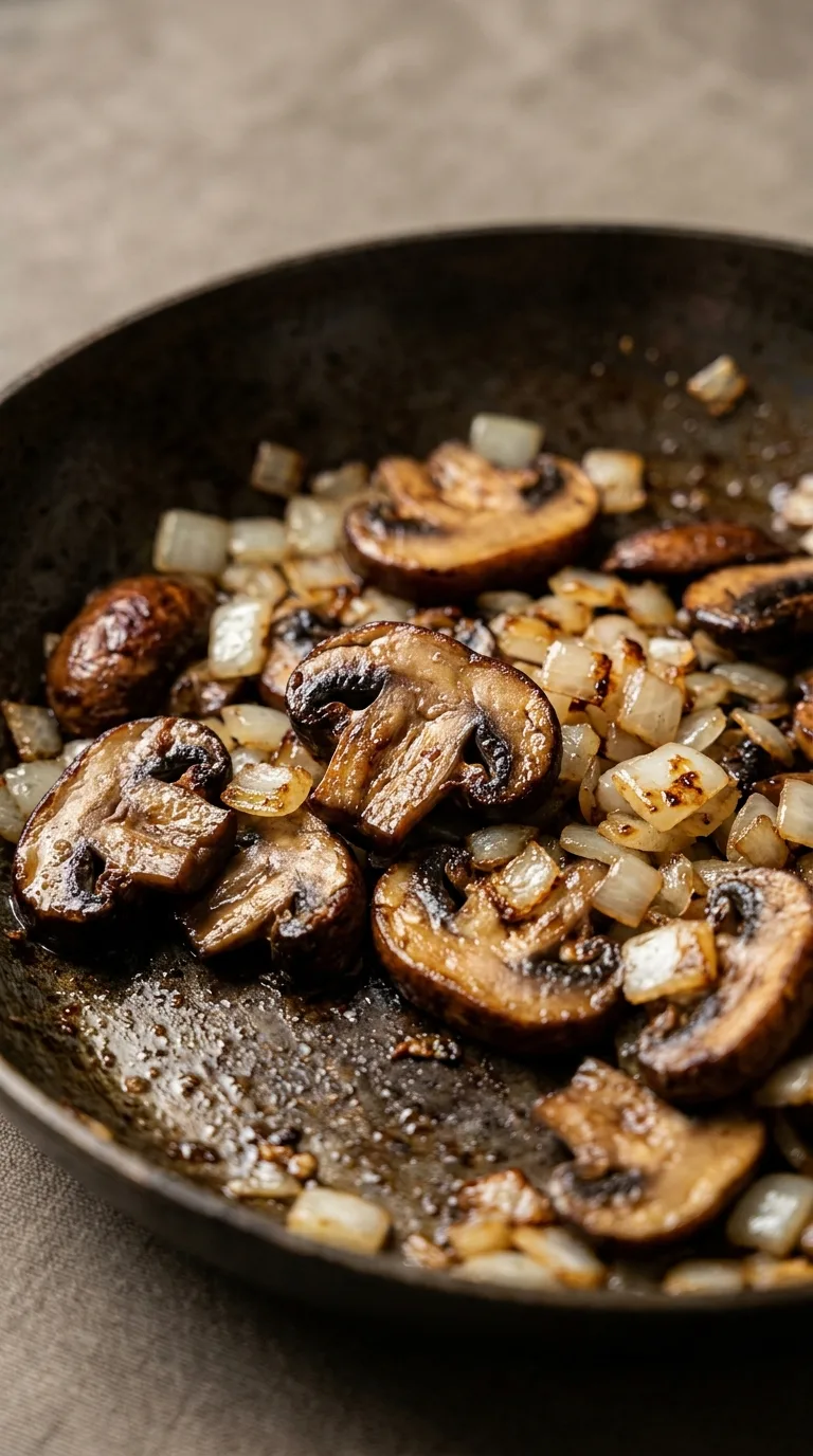 Creamy Mushroom Ravioli: Italian Pasta with Mushroom Sauce – step 1: Sauté the aromatics