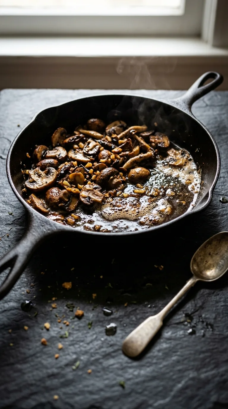 Velvety Creamy Mushroom Sauce: French Savoury Pan Sauce – step 3: Deglaze the pan