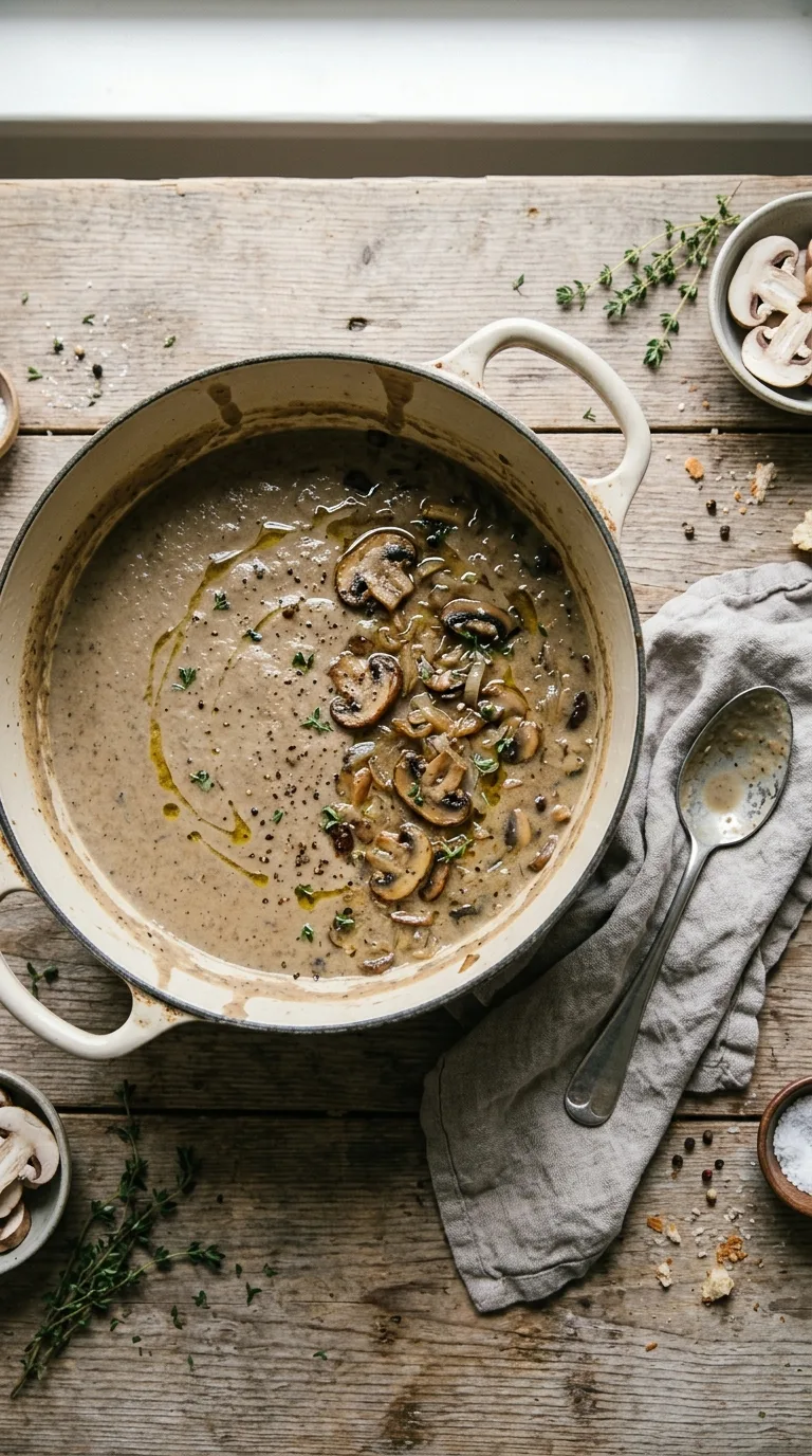Creamy Mushroom Soup: French Vegetable Starter – step 5: Blend for texture