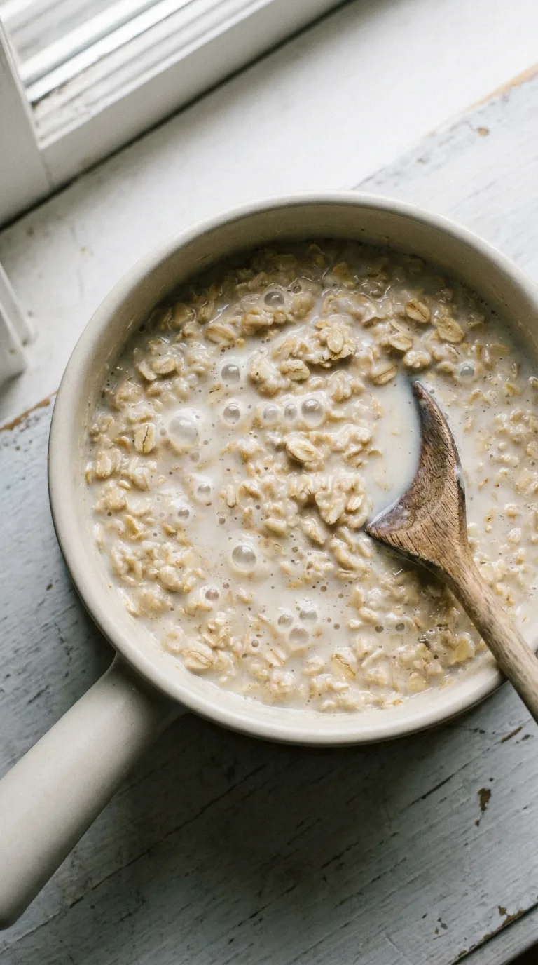 Protein Oatmeal Egg Whites: Fluffy High Protein Porridge – step 2: Simmer the oats