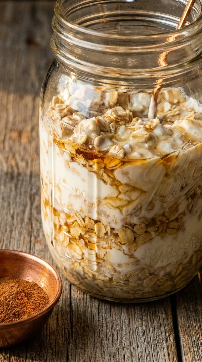 Protein Oatmeal Overnight Oats: Maple Sweetened Breakfast – step 4: Stir in flavourings