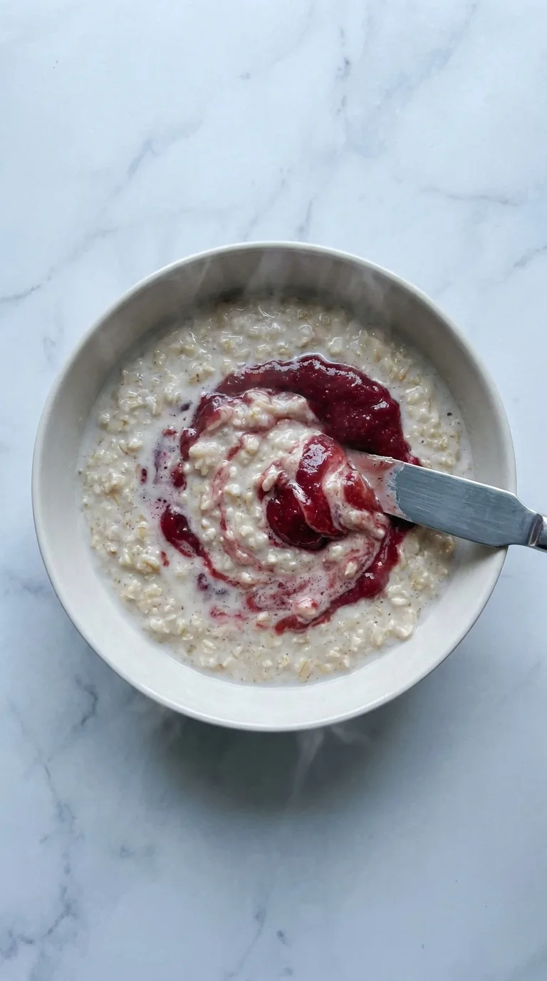 Protein Oatmeal Strawberry Velvet Fudge: High Protein Breakfast – step 6: Fold and rest
