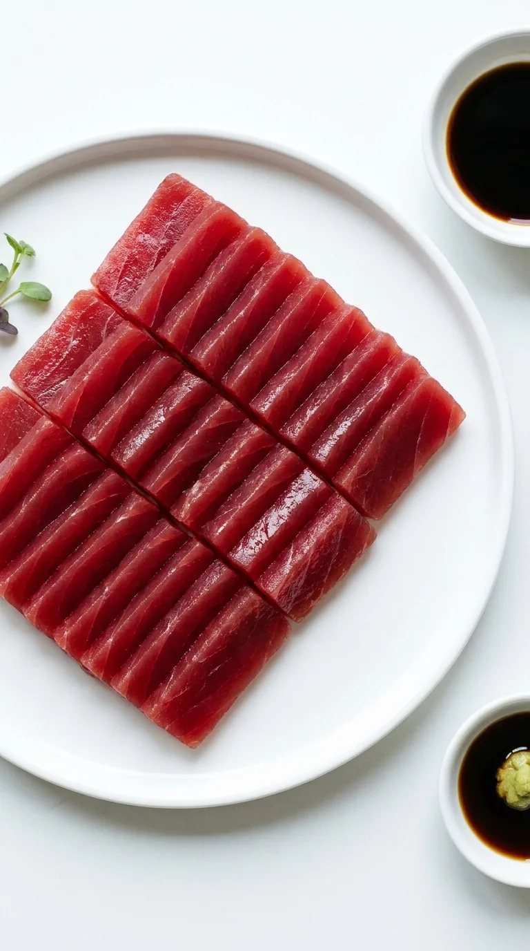 Protein Sushi Nigiri: Fresh Tuna and Seasoned Rice – step 4: Slice the tuna