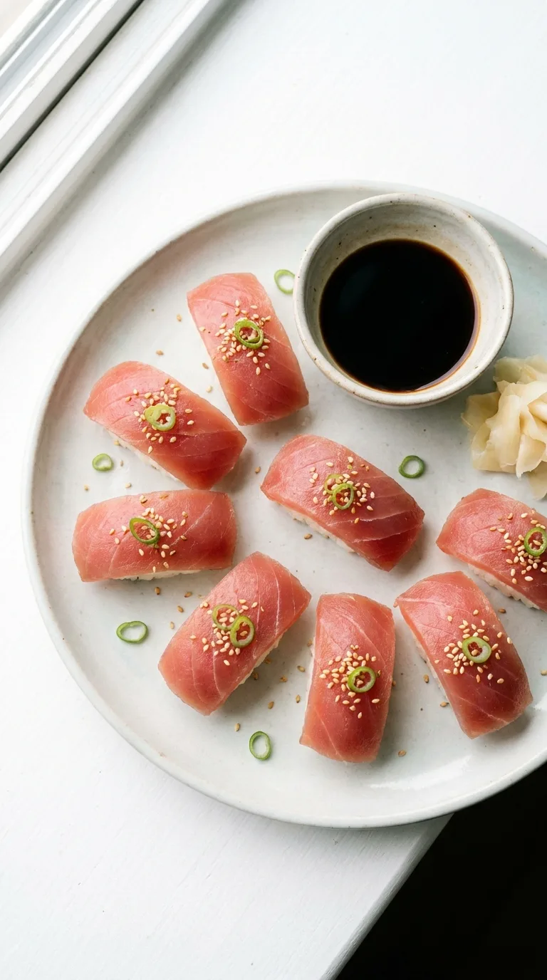 Protein Sushi Nigiri: Fresh Tuna and Seasoned Rice – step 7: Finish and serve