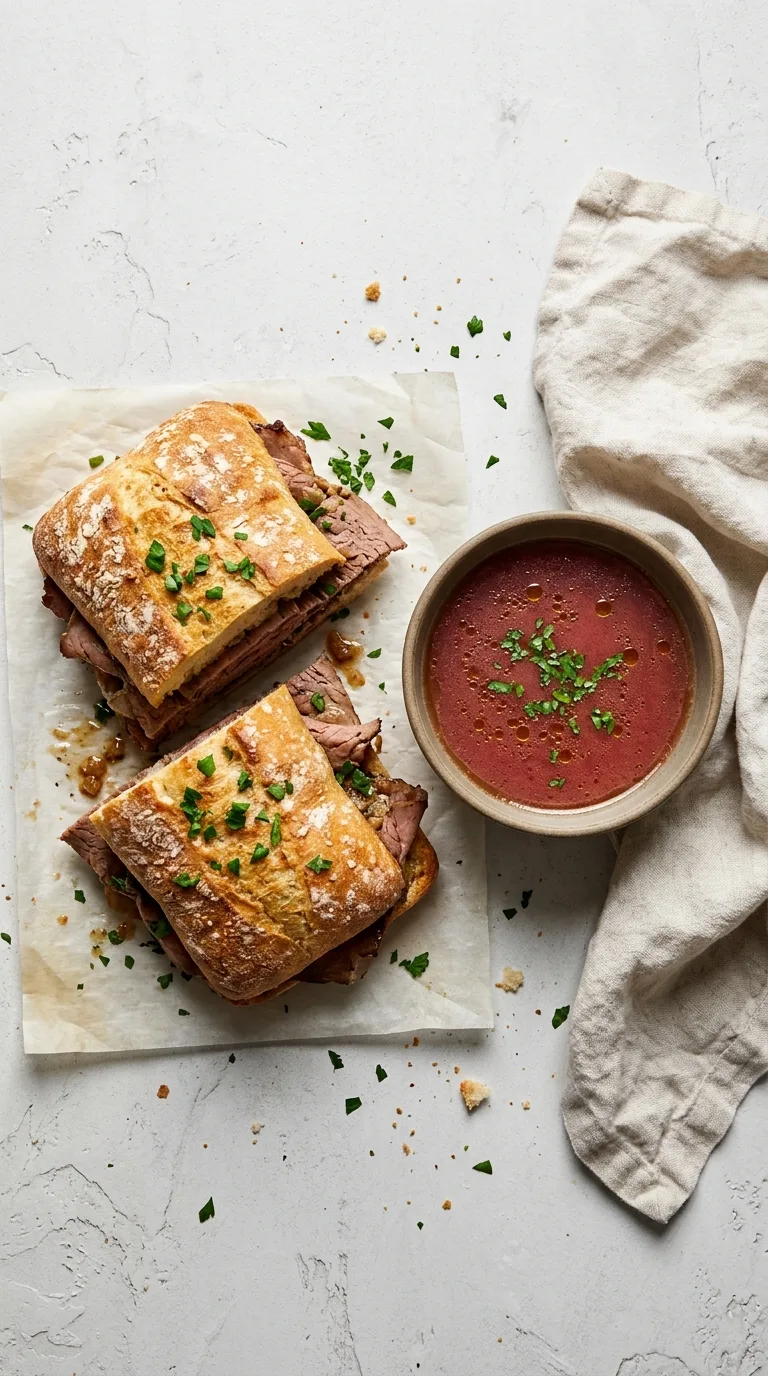 French Dip Sandwich: Slow Cooked Beef with Au Jus – step 7: Broil and serve