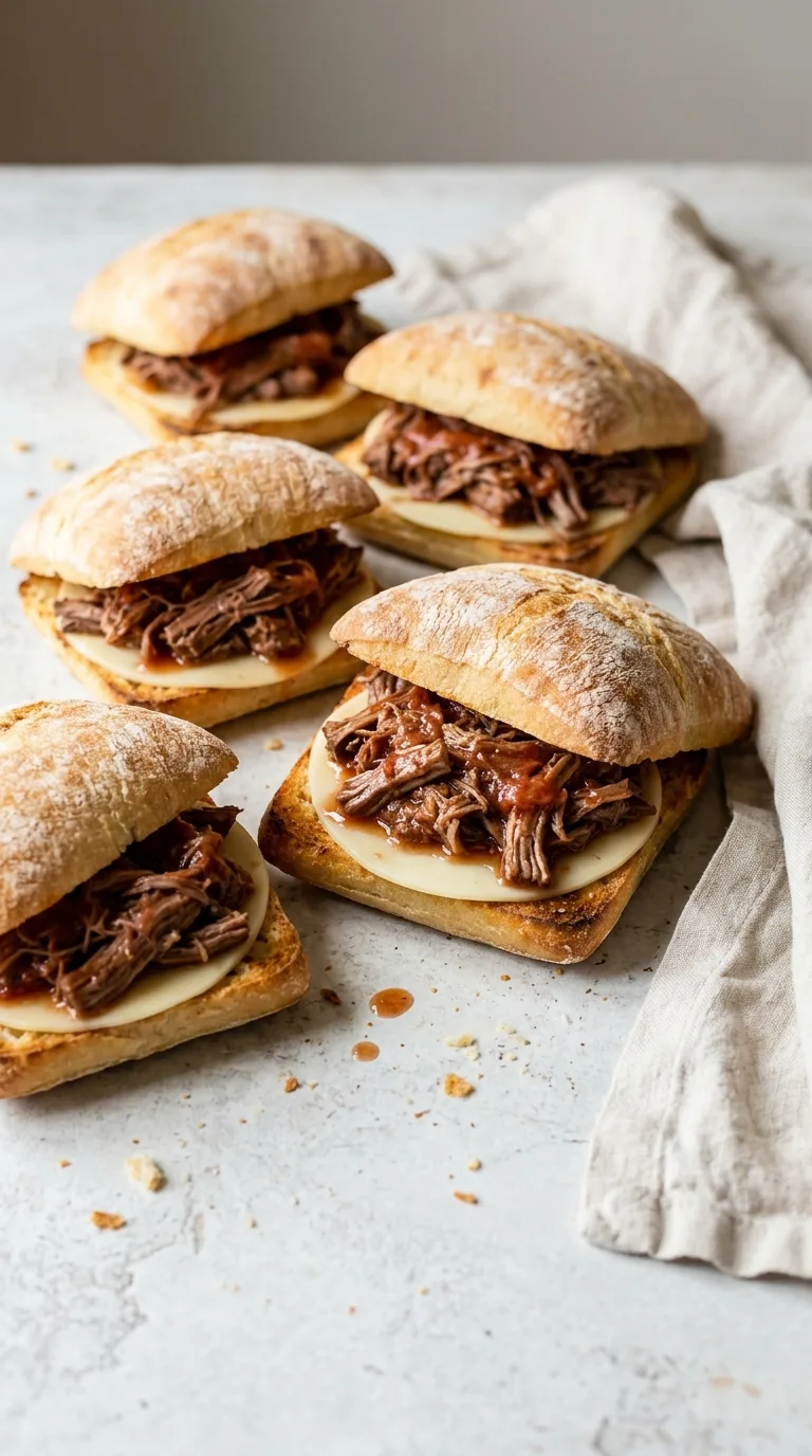 French Dip Sandwich: Slow Cooked Beef with Au Jus – step 6: Assemble the sandwiches