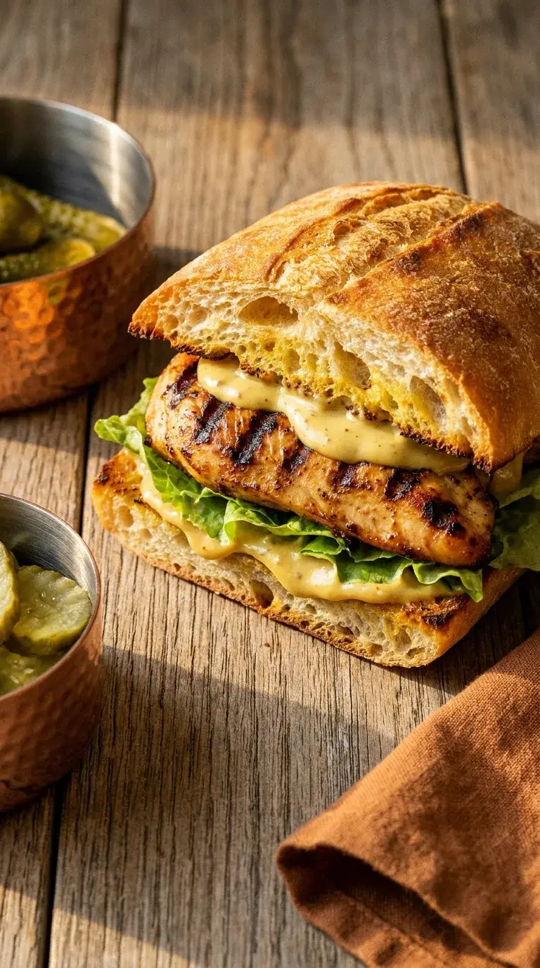 Halal Chicken Breast Sandwich: Honey-Mustard Ciabatta