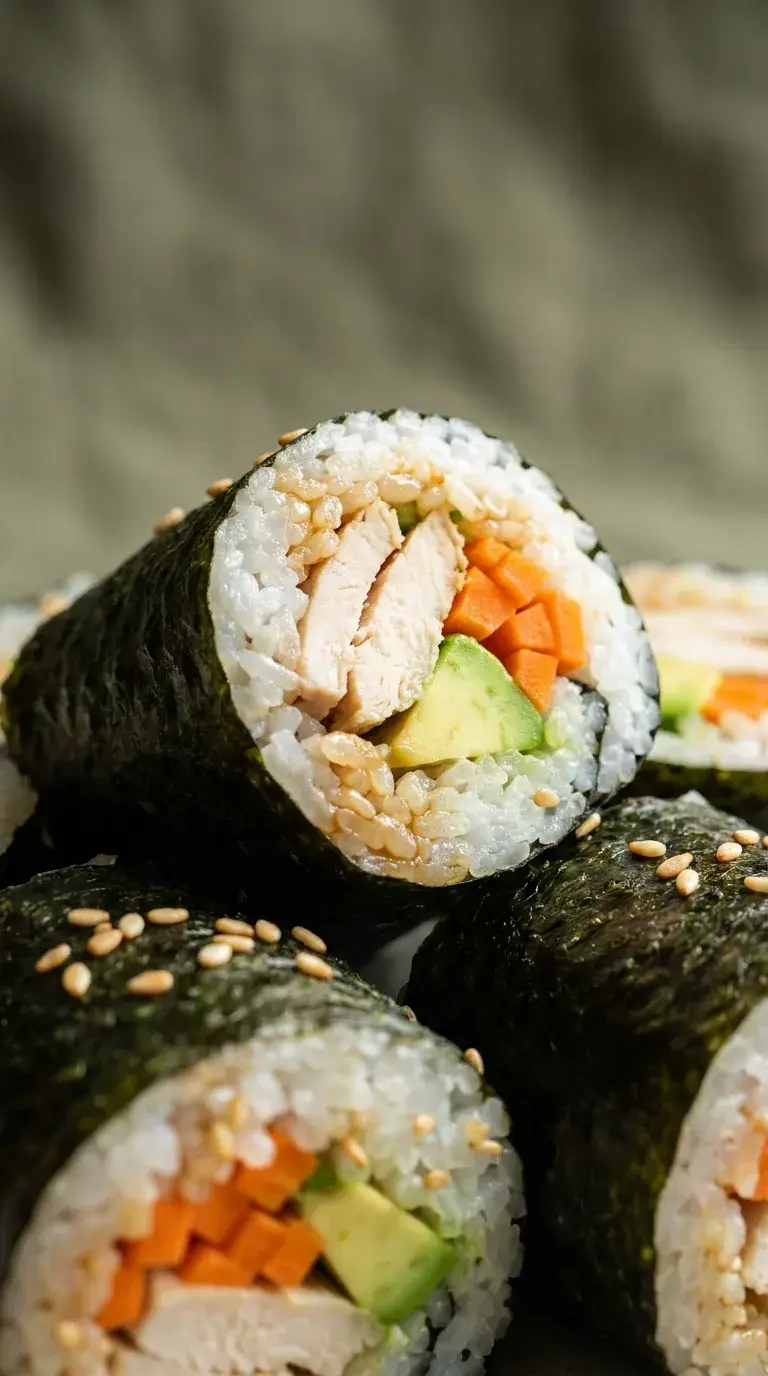 High Protein Sushi Wrap: Chicken and Vegetable Nori Roll