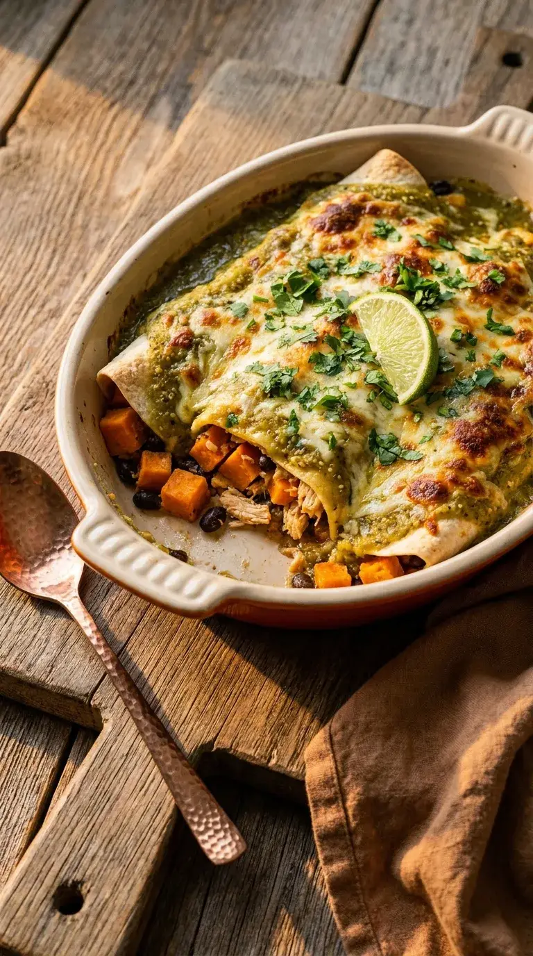 Enchiladas: Chicken and Sweet Potato with Green Sauce