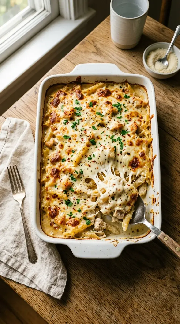 Chicken Alfredo Bake: Creamy Pasta Casserole