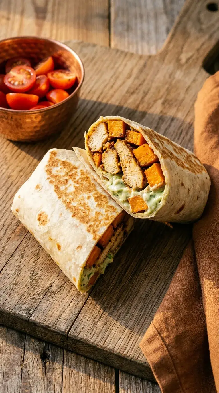 Chicken and Sweet Potato Wrap: Savoury American Flatbread