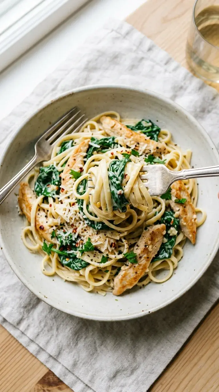 Chicken Pasta Florentine: Creamy Chicken and Spinach Pasta