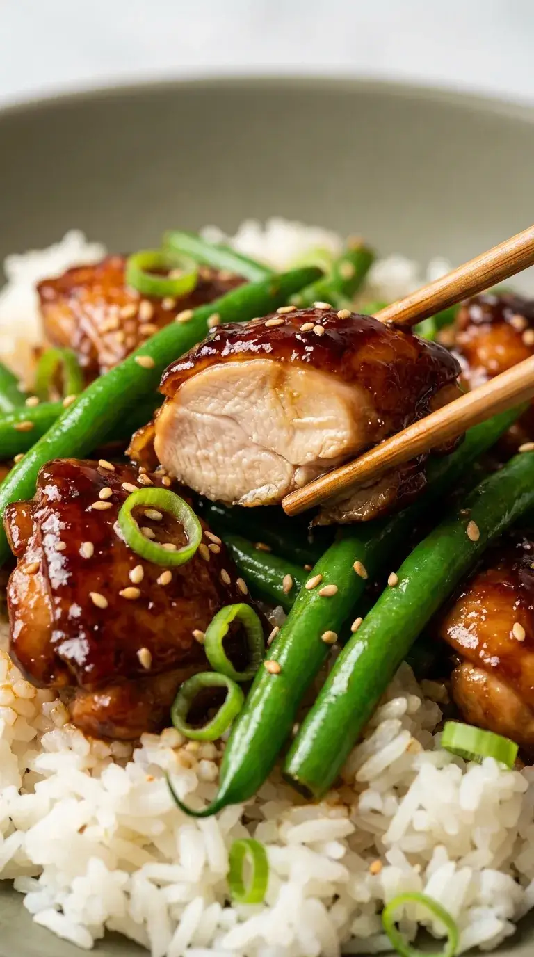 Chicken and Green Beans Stir Fry: Asian Soy Glazed Dinner