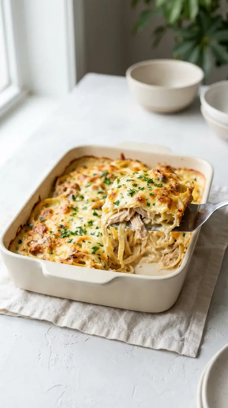 Chicken Alfredo: Creamy Halal Fettuccine Bake