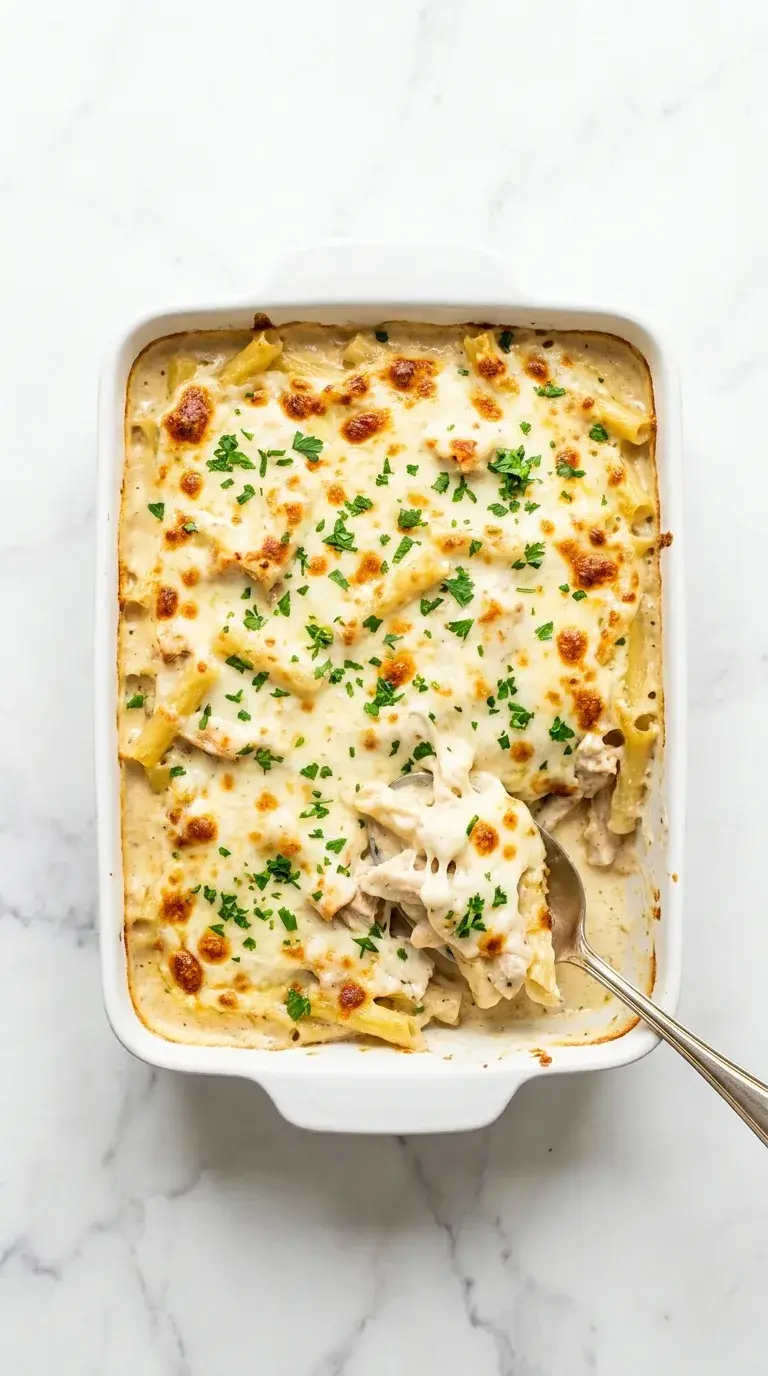Chicken Alfredo Ziti: Baked Italian Pasta Bake