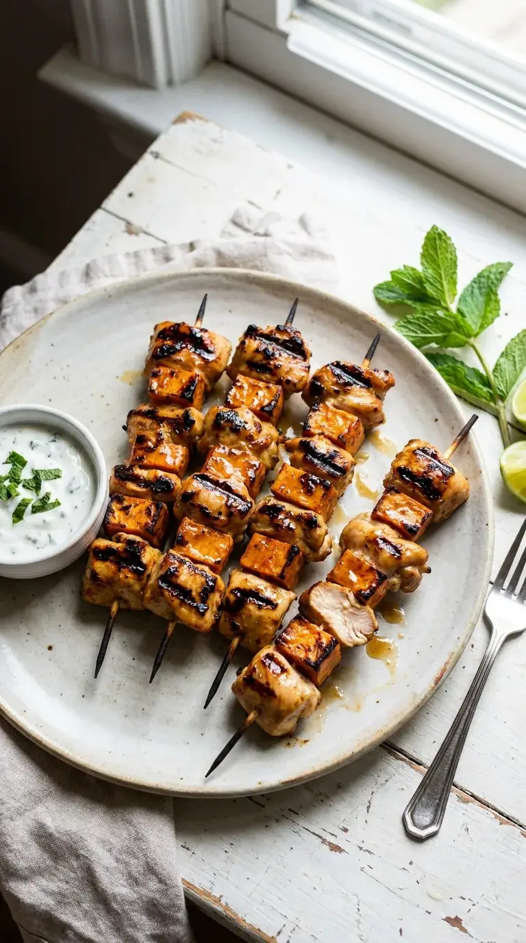 Chicken and Sweet Potato Kabobs: Glazed Mediterranean Skewers